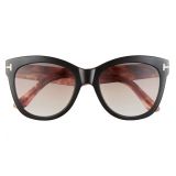 Tom Ford Wallace 54mm Gradient Cat Eye Sunglasses_SHINY BLACK PINK HAVANA/ BROWN