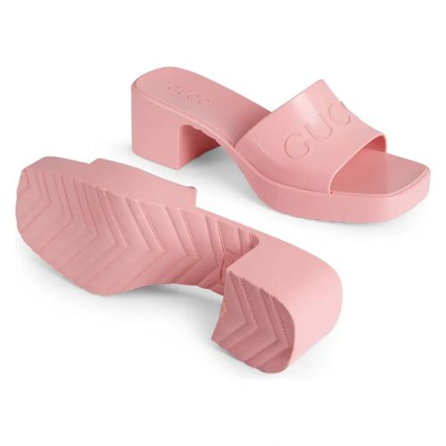 구찌 Gucci Rubber Logo Platform Slide Sandal_WILD ROSE