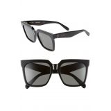 CELINE 55mm Polarized Square Sunglasses_SHINY BLACK/ SMOKE