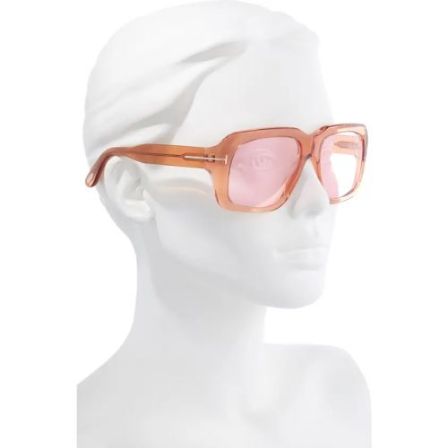 탐포드 Tom Ford Bailey 57mm Tinted Geometric Sunglasses_SHINY TRANSPARENT PEACH / PINK