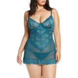 Oh La La Cheri Page Underwire Babydoll Chemise & G-String Thong_TEAL