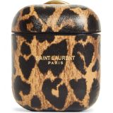 Saint Laurent Leopard Heart Print Leather AirPods Case_TOFFE/M.NAT/BLK MATT