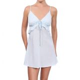 Everyday Ritual Isabelle Tie-Front Cotton Chemise_SEA GLASS BLUE