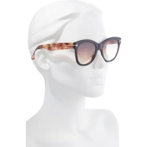 탐포드 Tom Ford Wallace 54mm Gradient Cat Eye Sunglasses_SHINY BLACK PINK HAVANA/ BROWN