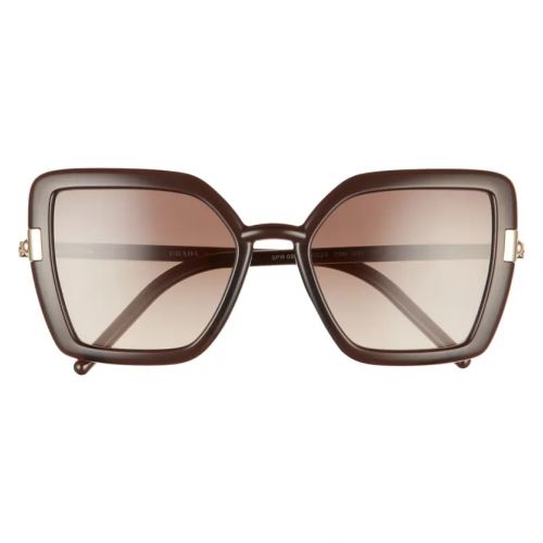 프라다 Prada 54mm Gradient Butterfly Sunglasses_CRYSTAL DARK BROWN/ BROWN GREY