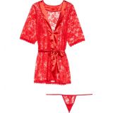 Mapale Lace Robe with G-String Thong_RED