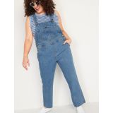 Slouchy Straight Medium-Wash Workwear Jean Overalls for Women
