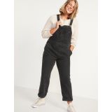 Slouchy Straight Black Jean Overalls for Women