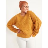 Speckled Cable-Knit Popcorn Sweater for Women