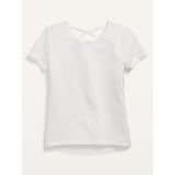 Short-Sleeve Softest Lattice-Back T-Shirt for Girls