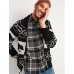 Fair Isle Zip-Front Cardigan Sweater for Men