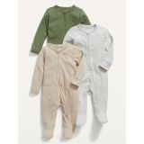 Unisex 1-Way Zip Sleep & Play One-Piece 3-Pack for Baby