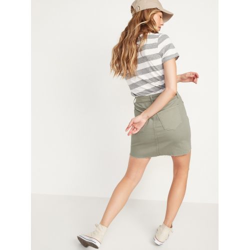 올드네이비 High-Waisted Button-Fly Cut-Off Jean Skirt for Women