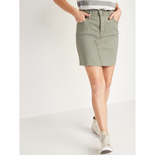 올드네이비 High-Waisted Button-Fly Cut-Off Jean Skirt for Women