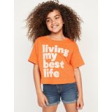 Short-Sleeve Cropped Graphic T-Shirt for Girls