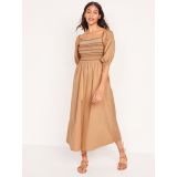Fit & Flare Off-the-Shoulder Cotton-Poplin Smocked Maxi Dress for Women