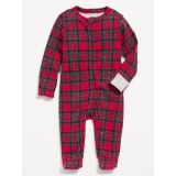 Unisex Sleep & Play Matching Print 2-Way-Zip Footed One-Piece for Baby