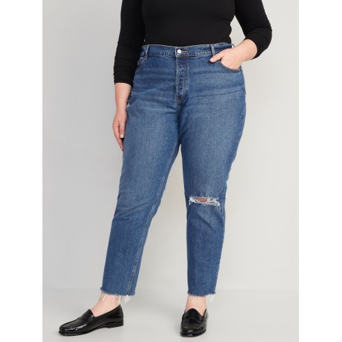 올드네이비 High-Waisted Button-Fly Slouchy Straight Ripped Jeans for Women