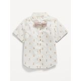 Short-Sleeve Printed Poplin Shirt & Bow-Tie Set for Toddler Boys