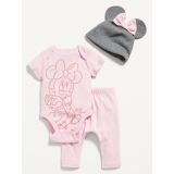 Unisex Disneyⓒ Minnie Mouse 3-Piece Bodysuit, Pants & Hat Layette for Baby
