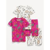 Unisex Snug-Fit Graphic 4-Piece Pajama Set for Toddler & Baby