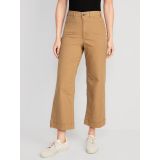 High-Rise Cropped Wide-Leg Chino Pants for Women