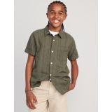 Short-Sleeve Linen-Blend Pocket Shirt for Boys