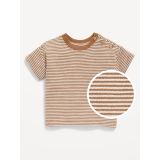 Unisex Printed Buttoned-Shoulder Textured-Knit T-Shirt for Baby