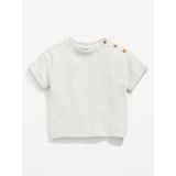 Unisex Printed Buttoned-Shoulder Textured-Knit T-Shirt for Baby