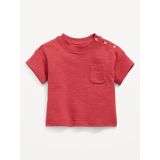 Unisex Solid Buttoned Pocket Textured-Knit T-Shirt for Baby