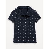 Printed Rib-Knit Collared Top for Toddler Girls