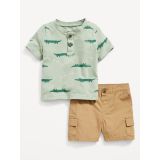 Short-Sleeve Henley T-Shirt & Cargo Shorts for Baby