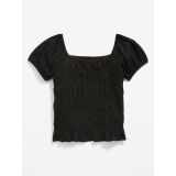 Puckered-Jacquard Knit Smocked Top for Girls