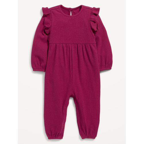 올드네이비 Long-Sleeve Rib-Knit Ruffle-Trim Jumpsuit for Baby