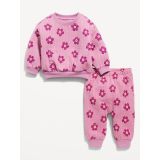 Unisex Printed Quilted Crew-Neck Sweatshirt & Jogger Pants Set for Baby