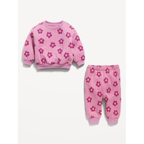올드네이비 Unisex Printed Quilted Crew-Neck Sweatshirt & Jogger Pants Set for Baby