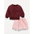 Crew-Neck Sweatshirt and Tulle Skirt Set for Toddler Girls