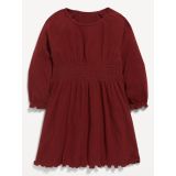 Long-Sleeve Rib-Knit Smocked-Waist Dress for Toddler Girls