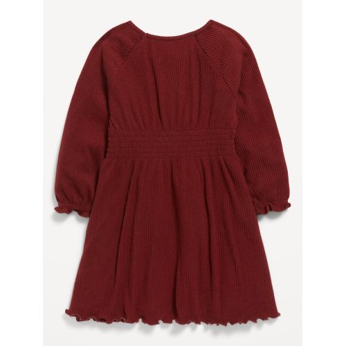 올드네이비 Long-Sleeve Rib-Knit Smocked-Waist Dress for Toddler Girls