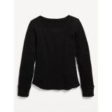 Long-Sleeve Solid Thermal-Knit T-Shirt for Girls