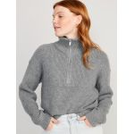 1/2-Zip Shaker-Stitch Pullover for Women