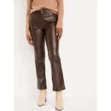 High-Waisted Faux-Leather Boot-Cut Ankle Pants