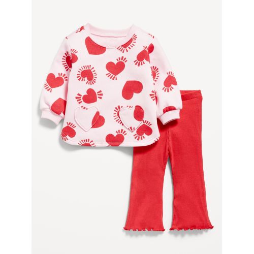 올드네이비 Heart-Print Tunic Sweatshirt and Flare Leggings Set for Baby