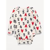 Unisex Long-Sleeve Heart-Print Bodysuit for Baby