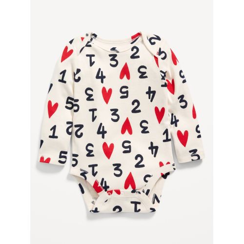 올드네이비 Unisex Long-Sleeve Heart-Print Bodysuit for Baby