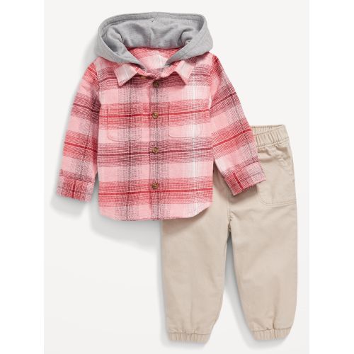 올드네이비 Hooded Soft-Brushed Flannel Shirt & Jogger Pants Set for Baby