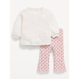 Cozy French Terry Crew-Neck and Flared Leggings Set for Baby