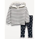 Pullover Thermal-Knit Hoodie and Leggings Set for Baby