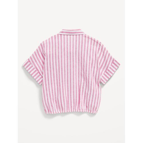 올드네이비 Short-Sleeve Striped Linen-Blend Top for Girls
