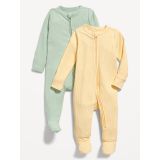 Unisex 2-Way-Zip Sleep & Play Footed One-Piece 2-Pack for Baby